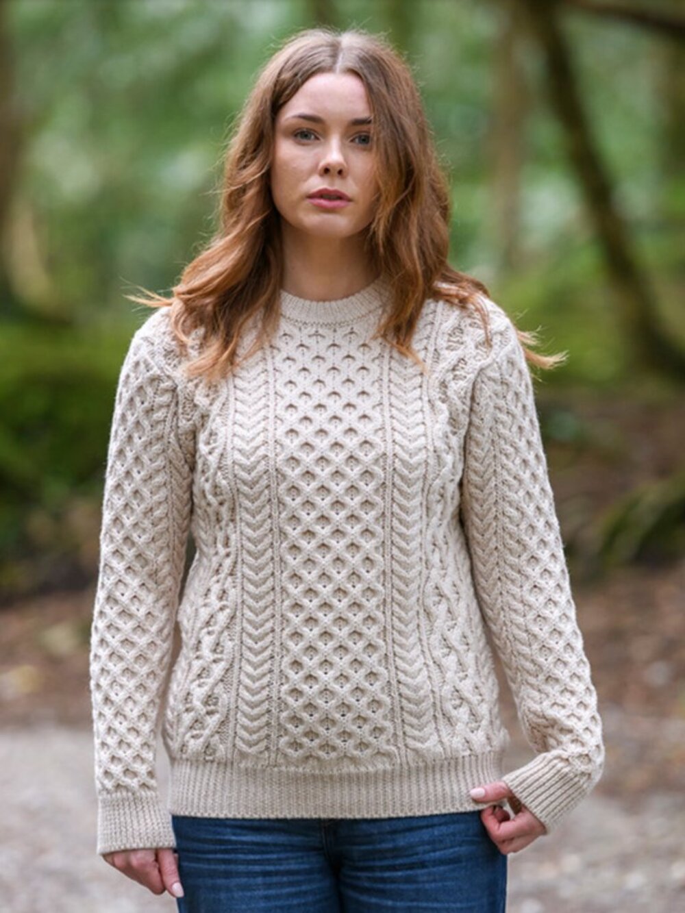 Authentic Irish Aran sweater from Aran Crafts, Ireland-Oatmeal